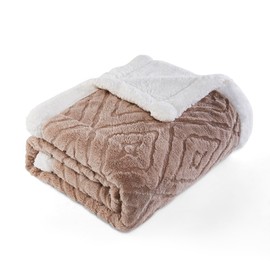 Boiland Sherpa Fleece Throw Blanket-3D Stylish Design,Thick and Warm Blanket for Winter, Soft and Fuzzy Throw Blanket for Sofa，Soft, Plush, Fluffy, Fuzzy, Warm, Cozy, Thick(60x80 Inches，Beige)