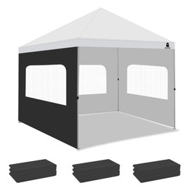 MordenApe Sunshade Sidewall with Mesh Window for 10x10 Pop Up Canopy - Straight Leg, Outdoor Instant Canopy Sidewalls, 3 Packs (10 x 10, Black with Silver Coating)