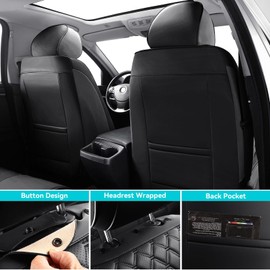 Sxikin Tacoma Seat Covers Front Seats, Waterproof Luxury Faux Leather Seat Covers Custom Fit for Tacoma Gen 3rd 2016-2023 Double Cab Crew Cab SR/SR5, TRD Sport, TRD Off-Road, TRD Pro, Limited Trucks