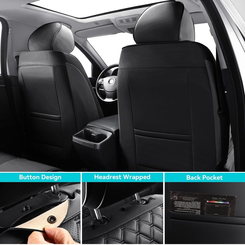 Sxikin Tacoma Seat Covers Front Seats, Waterproof Luxury Faux Leather