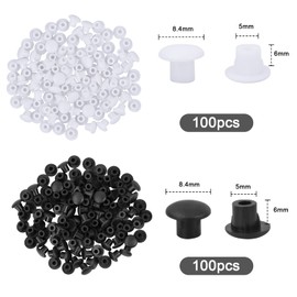 suchkawe 200 Pieces Plastic Hole Plugs 5mm, White and Black Drill Hole Cover Caps, Drilling Cover Plugs for Screw Hole in Blanking Furniture Kitchen Cabinet Shelves
