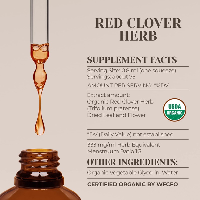 Red Clover Herb USDA Organic Alcohol-Free Extract | Dietary Supplement,