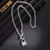 Yooping Men's Necklace, Silver, Padlock, Pendant, Stainless Steel