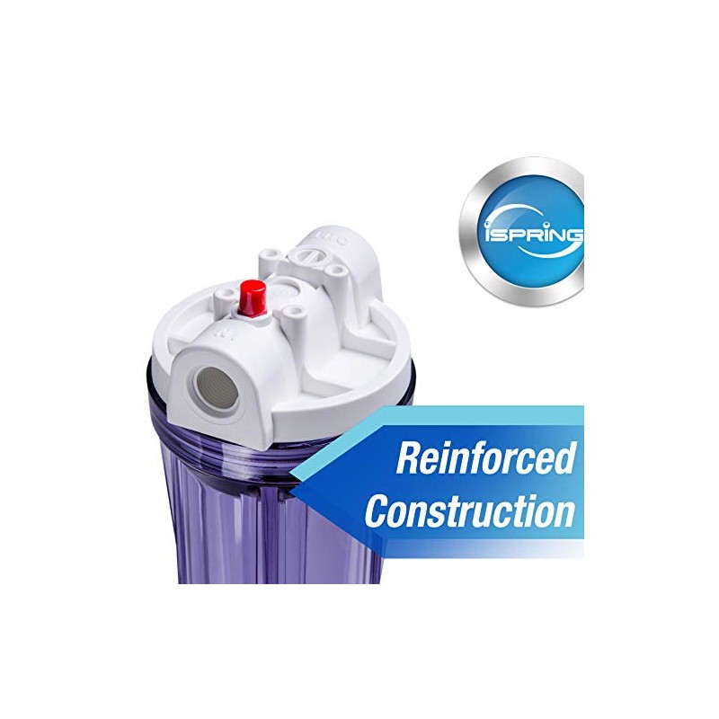 Ispring Hc14X2 Transparent Water Filter Housings 10Inch 1/2Inch Inlet/Outlet, Ro/Aquarium,