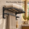 Matte Black 50CM Folding Towel Rack – Wall-Mounted Aluminum Towel