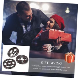 Gatuida 3Pcs Wooden Gear Wall Decor Vintage Hanging Gear Ornaments for Home Industrial Style Wall Art Unique Hollow Design for Living Office Decor