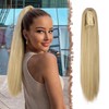 FESHFEN Long Ponytail Hairpiece - Straight Blonde Mixed Braid Extensions