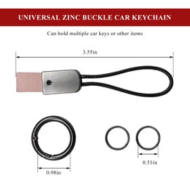 NYTKL Microfiber Leather Car Keychain, Zinc Alloy Buckle Key Fob Holder with Wrist Lanyard, Cute Wristlet Strap Keyrings (Pink)