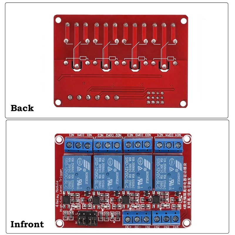XUGERIP 2 PCS 12V 4 Channel Relay Module with Optocoupler
