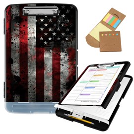 BREIDMKFM Clipboard with Storage,Clip Boards 8.5x11 with Storage High Capacity Nursing Clipboard with Pen Holder & Low Profile Clip,A4 Legal Paper Folder for Nurses,Teachers,Retro Flag
