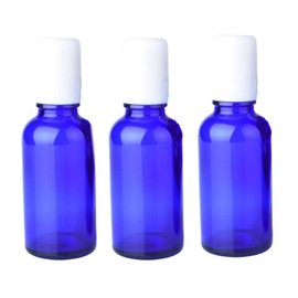 3PCS 30ml/1oz Roller Bottles Empty Blue Glass Roll on Bottles with Stainless Steel Roller Balls Refillable Sample Containers Perfume Oil Essential Oil Lip Balms