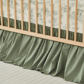 Brandream Baby Crib Sheets for Girls Boys, Fitted Crib Sheet for Standard Crib and Toddler Mattress, Super Soft 100% Cotton Baby Sheet French Country Toile Floral Print,Green