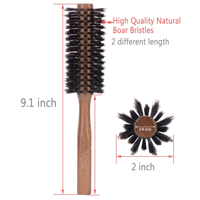 PERFEHAIR Boar Bristle Round Hair Brush for Blow Drying, 2
