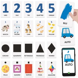 HEADU - Flashcards with numbers, shapes and colours, develops the logic of the little ones, an educational game for children from 2 to 4 years, made in Italy