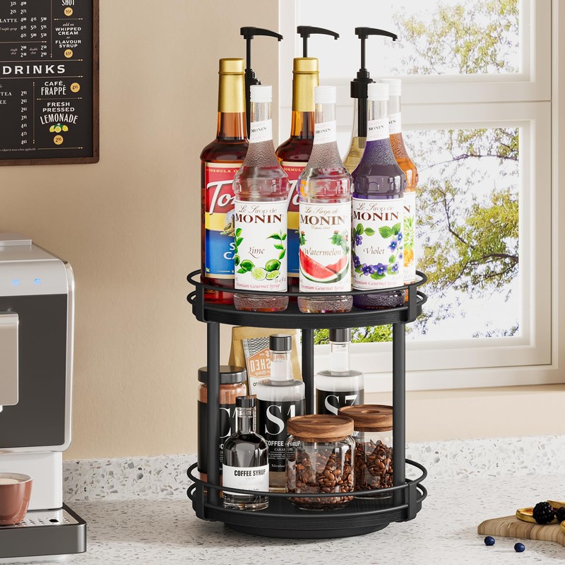 Snughome Lazy Susan Spice Rack, 2 Tier Rotating Spice Rack,