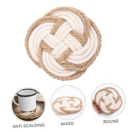 HOMSFOU 3pcs Braided Coasters for Drinks Macrame Coasters Weave Coaster Ratten Rattan Tablemats Pads Cotton Rope Coasters Woven Placemats Hand Decor Handmade Coasters White Manual Pot Rack