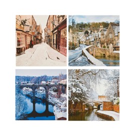 UK Greetings Multipack of 16 Christmas Cards for Him/Her/Friend - 4 Snowy Designs