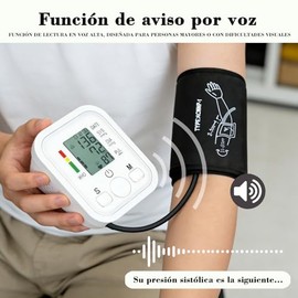 Monitor Presión Arterial Brazo Digital,monitor de presión arterial para brazo con Pantalla LED y Voz en Español,USBBaterías,Multiples tipos de