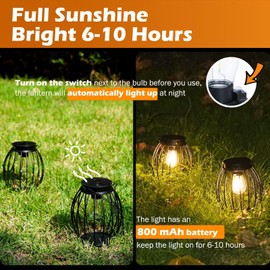 FREEPOWER 2 Outdoor Lanterns Solar Lamps Waterproof LED for Outdoor Lighting Garden Hanging / Standing Lantern Metal Flickering Warm White Light