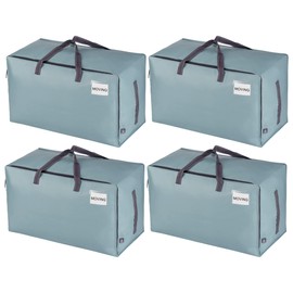 VENO 4 Pack Moving Bags and Large Christmas Decoration Storage Bins with lids. Alternative to Moving Boxes, Packing Supplies for College. Heavy Duty Totes (Light Blue Matte, 4 Pack)