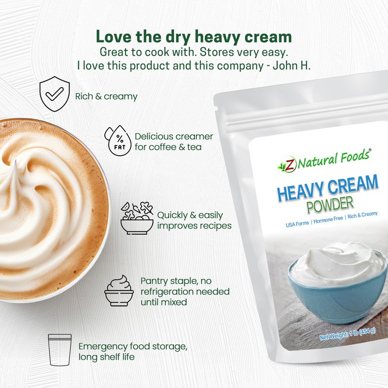 Z Natural Foods Heavy Cream Powder - Nutrient-Dense, Delicious Powdered