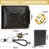 LbsAMP Leather Anime Wallet with Keychain and Skull Ring, Black