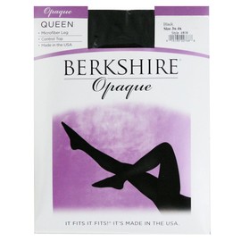 Berkshire Women's Queen Microfiber Opaque Tights, 4808, Black, 5/6X