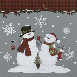 SKL Home Christmas Woodland Winter Snowman Tissue Box Cover for Bath & Gift, Gray