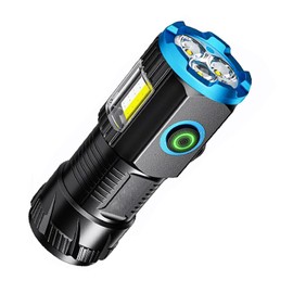 MODOAO Flashlight 3 LED Ultra Strong Light COB LED Flashlight USB Rechargeable Battery with Pen Clip and Tail Magnet for Hiking, Camping, Walking