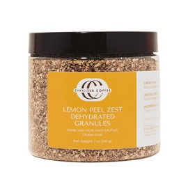 Civilized Coffee Lemon Zest Dried Peel Granules for Baking & Drinks Non-GMO & Gluten Free Jar (7 oz)