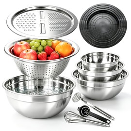 YJSLICT Stainless Steel Mixing Bowls with Lid and Colander Set