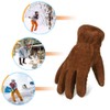 OZERO Winter Thermal Leather Work Gloves with Thick Imitation Lambswool