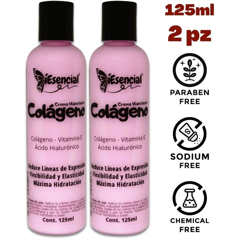 Crema Hidratante Natural de Colágeno con Acido Hialurónico (125ml (2pz))