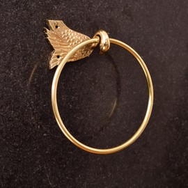IndianShelf Premium Gold Swan Towel Ring Unique Decorative Brass Towel Hanger for Bathroom