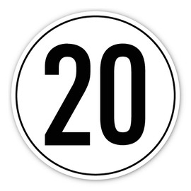 Sticker: Diameter 200 mm, 1 Piece – StVO – Speed – 20 km/h – e.g. for Construction Machines and Trailers