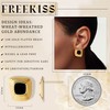 Freekiss Black Square Stud Earrings for Women, Chunky Gold Geometric