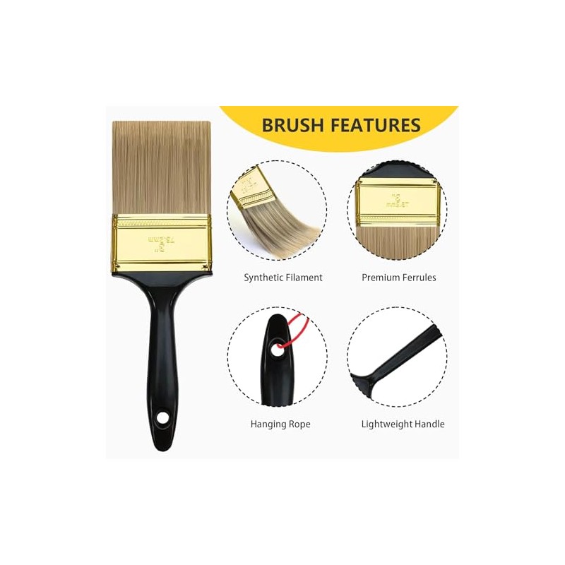 Paint Brush Set, 20 Pack Paint Brushes, 5 Sizes (1"