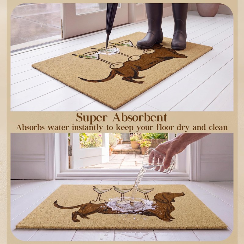 Tinideya Martini Dachshund 24 x 32 in Welcome Mat Funny