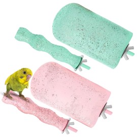 Soulchen 4 Pcs Bird Beak Grinding Calcium Stone Perches Parrot Teeth Mouth Molar Cage Accessories Platform Paw Grinding Sticks Jumping Stand for Macaws Parakeets Budgies Finches Conure Cockatiel