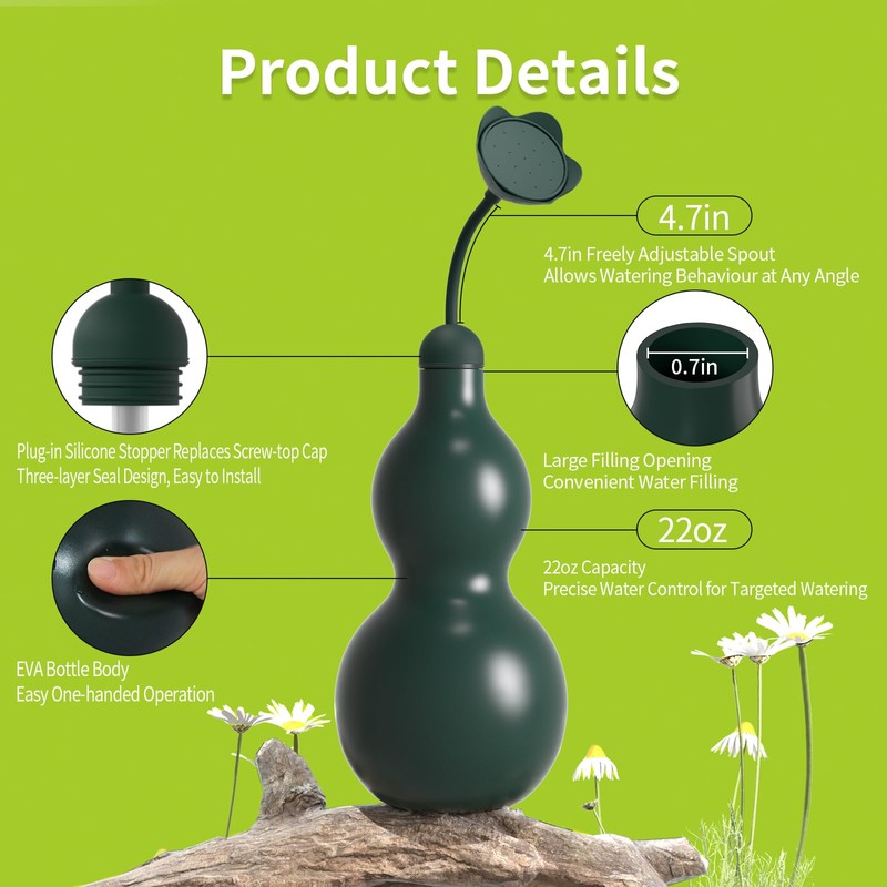 BKSAI Squeeze Bottles for Plants, 22oz Small Watering Can for