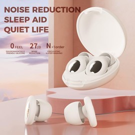 Ear Plugs for Sleeping Noise Cancelling,27dB Reusable Soft Noise Reduction Earplugs for Concerts, Sleep, Travel, Noise Sensitivity, Deep Focus(White,1Pair Ear Plugs and 8 Ear Caps)