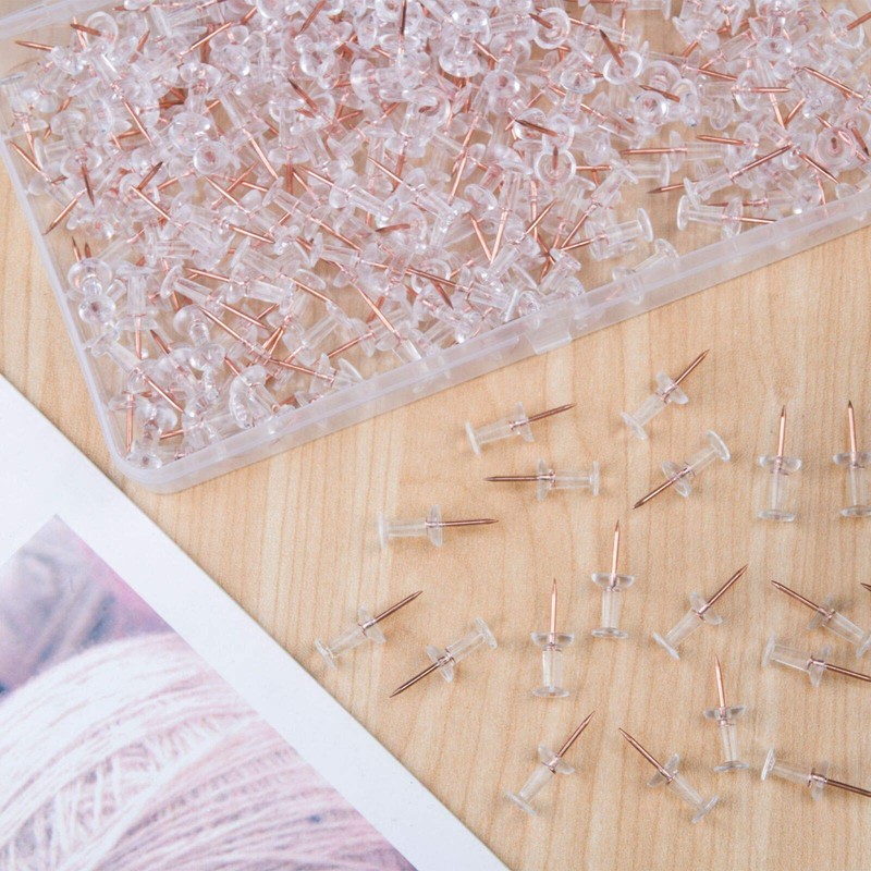 Vicloon Push Pins 300pcs Drawing Pins with Plastic Heads and