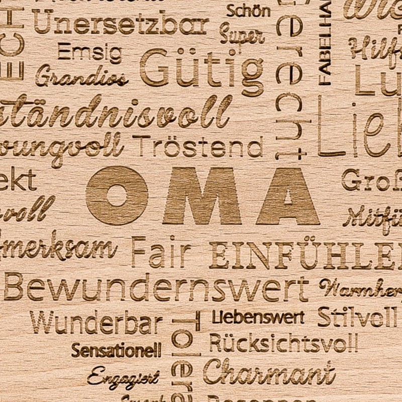 Spruchreif Breakfast board with engraving word heart "Oma", perfect gift