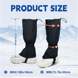 BUBEHYMY 1 Pairs Gators for Hiking Boots,Adjustable Leg Gaiters for Women and Men Boots, Waterproof and Breathable Trail Gaiters for Hiking, Snow and Garden Weeding (Style B-Black)