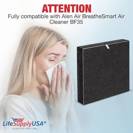 BF35 Carbon + HEPA Filter Replacement Compatible with Alen BreatheSmart Classic BF35 Air Cleaner Purifier by LifeSupplyUSA