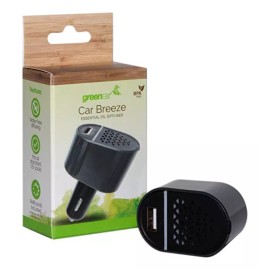 Greenair Carbreeze Negro Con Gris Esencial Difusor De Aceite