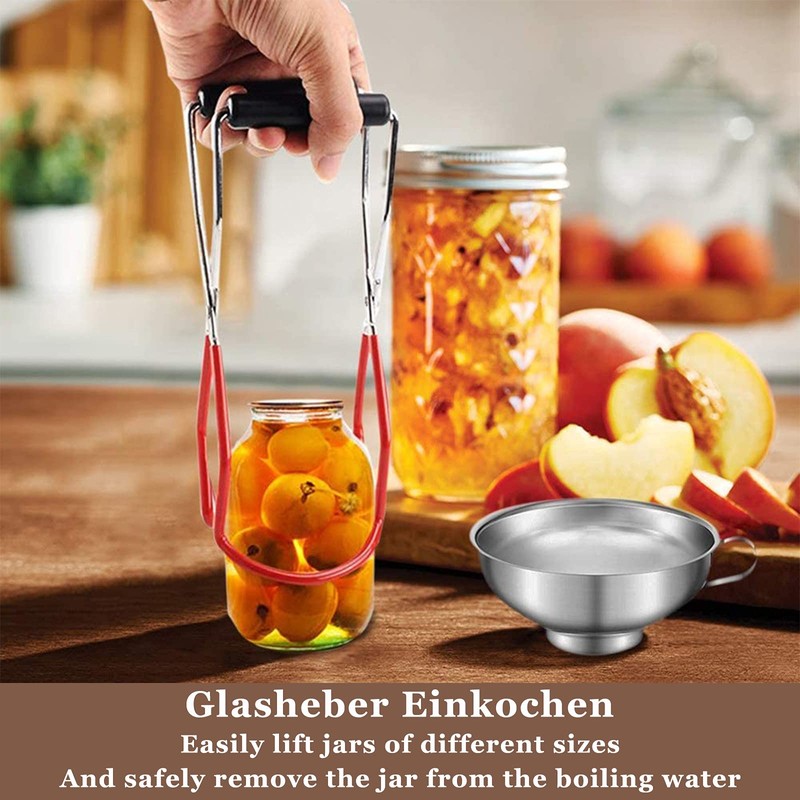 Stainless Steel Funnel Kitchen Jam Funnel with Preserving Jars Lifter
