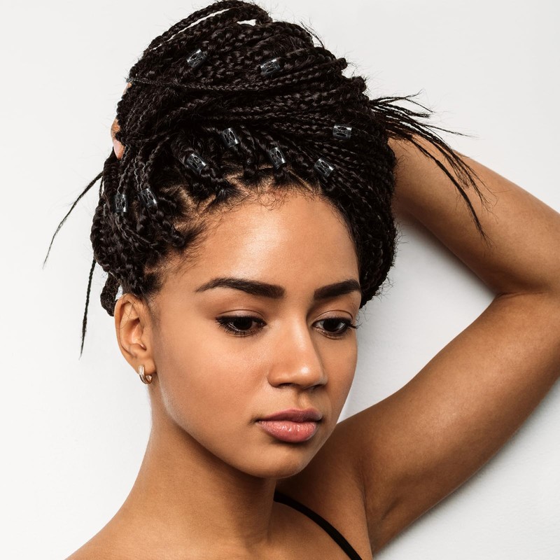 50 Pcs Black Dreadlock Beads Braids Accessories Metal Tube Beads