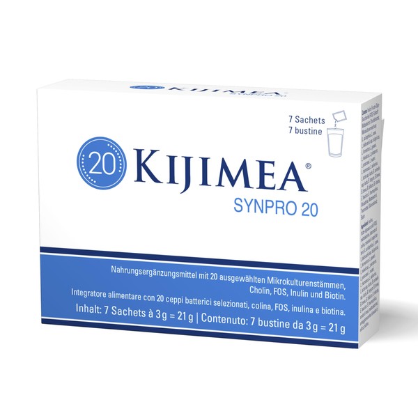 Kijimea Synpro 20 – Zu jedem Antibiotikum – 20 synergistische Mikrokulturenstämme, Cholin und Biotin – glutenfrei, 7 Sachets