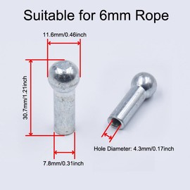 SquEqu 5 Pack Pulley Cable Ball Stopper Terminals End Joint Attachment Parts for Gym Weight Lifting Machine Fitness Equipment Running Yoga (for Diameter 6mm Wire)